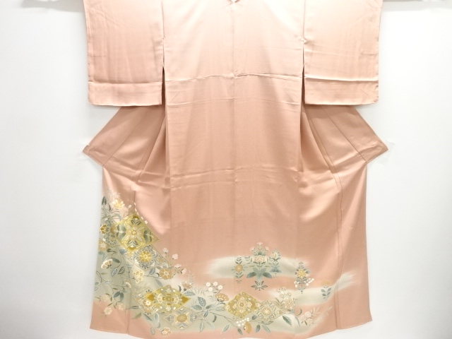 JAPANESE KIMONO / IRO-TOMESODE / EMBROIDERY / FLOWER / ARTIST WORK